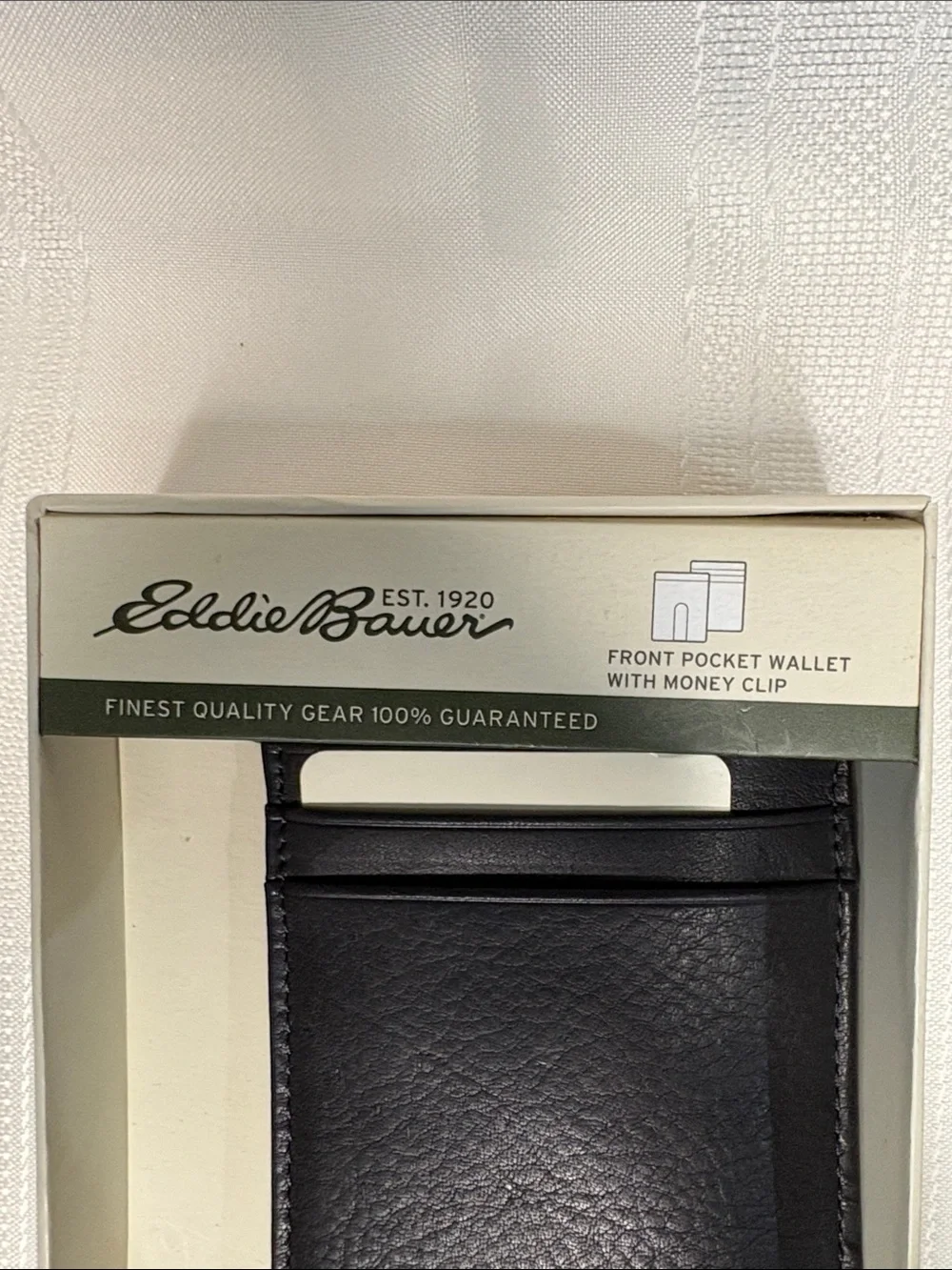 Eddie Bauer Black Leather Front-Pocket Wallet with Silver Money Clip